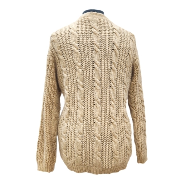 Vintage Geoffrey Alexander Chunky Cottage Mohair Blend Cardigan, Beige Women's L - Picture 4 of 11